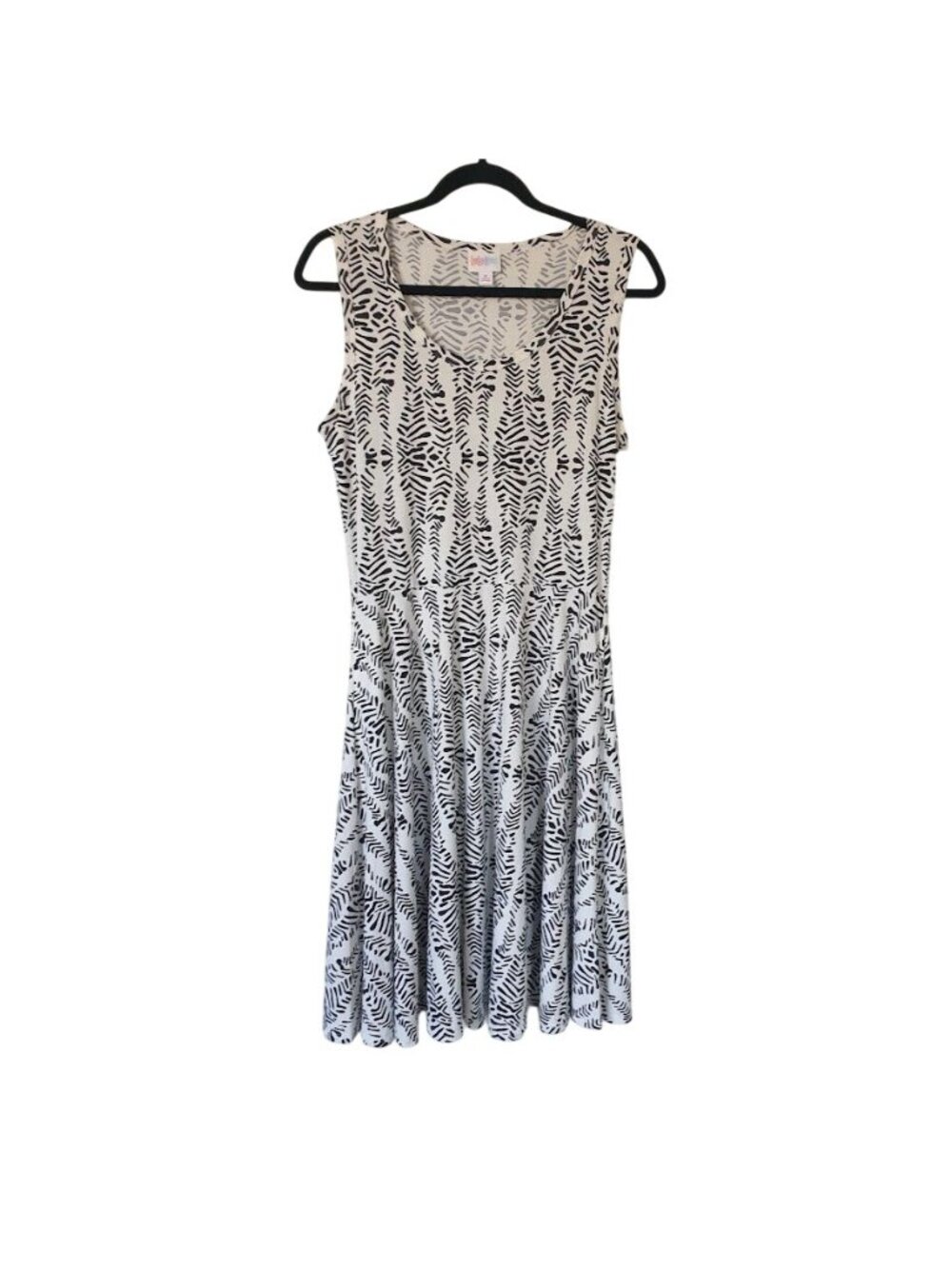 Lularoe Nicki Sleeveless Zebra Print Fit Flare Dress Stretchy M Polyester Spande